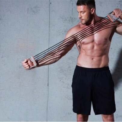 Espansore toracico professionale, tenditore a molla potente, attrezzatura per l'allenamento dei muscoli del torace, fascia di tensione per il fitness domestico, dispositivo per l'allenamento della forza degli arti superiori, attrezzatura per esercizi per schiena e braccia, attrezzatura fitness portatile, adatta per l'allenamento di petto, schiena, braccia e altre parti muscolari, è una scelta ideale per il fitness domestico