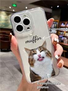1PC Customized Phone Case, Ins Fashion Cute Dog Cat Photo Name Phone Case, Compatible With Apple 17/17 Pro/17 Air/17 Pro Max - Apple Phone Case, Apple 16 Phone Case, Gift For Friends, Valentine's Day Gift, Birthday Gift - Clear - View 5