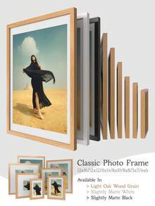 Schwarzer/Weißer/Holzfarbener minimalistischer Bilderrahmen für Wand-Galerie oder Tischplatte, 12x16/12x12/11x14/8x10/8x8/5x7/4x6 Zoll, 30x40/30x30/20x25/20x20/10x15 cm, weiße Passepartouts inklusive, Mehrfach-Collage Fotogalerie Rahmen, Diamant-Malerei Bilderrahmen, erhältlich in hellem Eichenfurnier/leicht matter Weiß/leicht matter Schwarz