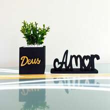 Gratitude Square Black Vase Kit + LOVE Plaque - 黑色 - 查看 1