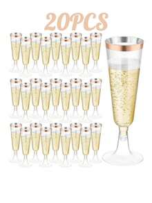 1/5/10pcs Reusable Champagne Flutes, Gold Glitter Plastic Champagne Glasses, Cocktail Cups, Wedding Toasting Flutes, Party Bar Cocktail Glasses, Bulk Gold Plastic Cups, Elegant Party Beverage Cups, For Party, Wedding And Large Events Back To School Season - Multicolor - View 25