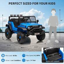 Huisuilinss Ride On Truck,12V Kids Electric Car,Ride On Car With Remote Control,Music Player,LED Lights,Ride On Toy For Boys & Girls - Blue - View 5