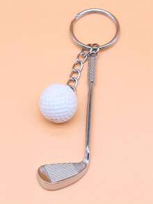 1pc Men Golf Ball Decor Fashionable Keychain For Gift Car Accessories Bag Charm School Cute Goth Y2k - trắng - Xem 2