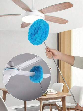 1 pieza Plumero multifuncional de acero inoxidable con mango largo y fibra extra fina, desmontable y telescópico, adecuado para baño, dormitorio, sala de estar y uso al aire libre, cepillo para limpiar techos y ventiladores, ideal para la limpieza del hogar de las mujeres