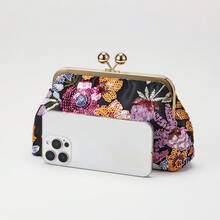 Sequin Evening Bag Exquisitely Crafted Evening Bag With Asymmetrical Sequin Embroidery And Floral Motifs. Clutch Bag Ideal For Parties, Wedding, Prom, Dinner/Banquet, Dinner/Banquet, Best Gift For Women Mom Teacher Friend Bridesmaid Lightweight Clutch Bag - Black - View 7