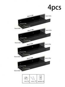 11.8英寸黑色亚克力壁挂式悬浮置物架，无需钻孔，隐形悬浮书架，儿童书籍展示架 - 黑色 - 查看 16