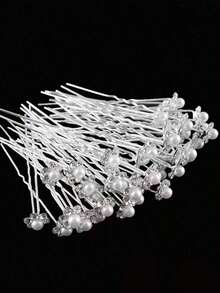20pcs Sparkling Hair Design Accessories, Including, Faux Pearl & Flower Hair Pins Wedding, Party And Photography. Hair Clip, Hair Stick And Bridal Bouquet Pin Hair Control Elegant Hair Bun Hair Bun Maker Bun Hair Piece, School Stuff, Pearl Hair Accessories, Vacation Outfits Woman - 彩色 - 查看 5