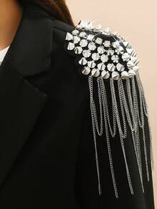 Fashionable Retro Gold Tassel Epaulet, Rhinestone Metal Rivet, Hip Hop Rock Bar Nightclub Singer Shoulder Strap, Unisex Suit Performance Accessory