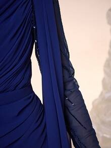 Mgiacy, New Arrival, Round Neck, Sequin, Shining, Ball Dress, Belt, Perspective, Ruffle, High Slit, FOR, Prom Wedding, Party Dress, Wedding Guest Dress, Evening Dress - Royal Blue - View 10