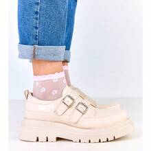 Beige Shoes On A Massive Sole Decorated With Buckles Juke - Beige - View 3