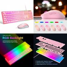 GT838 Gaming Keyboard And Mouse Combo 104 Keys RGB Backlit Quiet Wired Keyboards For Laptop PC  With Number Pad Metal Panel AntiGhosting Pinkgift - 粉色 - 查看 7