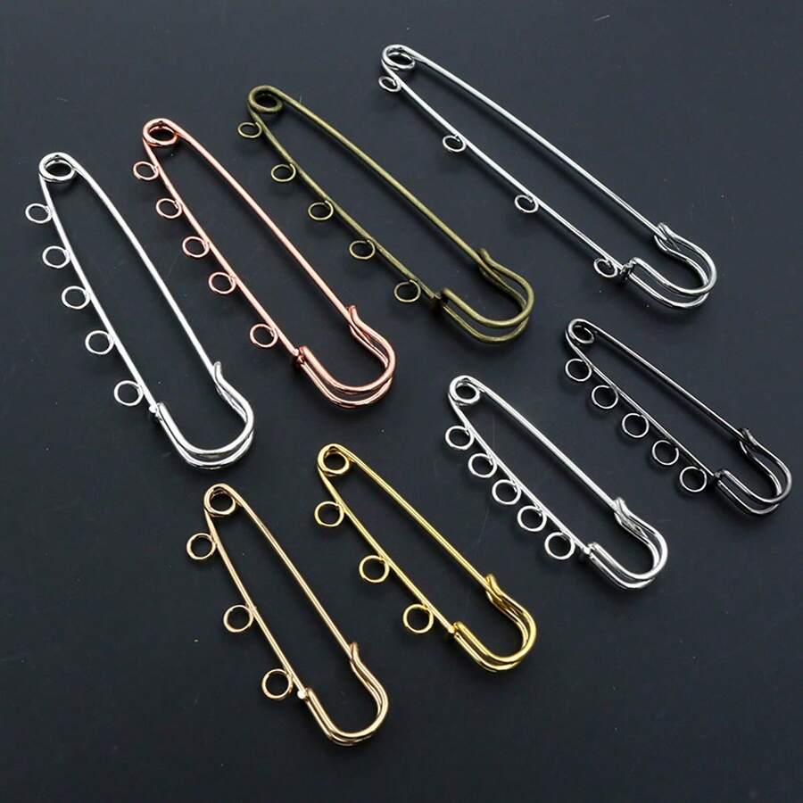 5pcs Craft Safety Pins Brooch Metal Sewing Pins With Loops Sewing Clothes Pins For Tags DIY Handmade Jewelry Making Accessories Findings - Brooch Pins - View 1