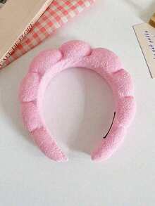 1pc Facial Headband / 2pcs Facial Wristbands / 3sets Spa Headband, Makeup Headband, Facial Headband, Skincare Headband, Pink Velvet Fluffy Sponge Headband, Bow, Bubble, Spa Headband, Wristband, Women & Girls Hair Accessories Set - Multicolor - View 21