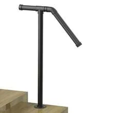 Industrial Pipe Stair Railing Handrail - Single Post Design For 1/2 Steps, Ideal For Garden Yard Stair - Black - View 8