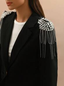 Fashionable Retro Gold Tassel Epaulet, Rhinestone Metal Rivet, Hip Hop Rock Bar Nightclub Singer Shoulder Strap, Unisex Suit Performance Accessory