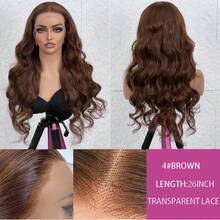 30 Inch HD Lace Front Wigs Human Blended Hair Long Body Wave Wigs For Women 13x4 Frontal Lace HD Transparent Lace Wig 200% Density Natural Brown Color Blended Hair Wig Pre Plucked Wig With Baby Hair - Brown - View 7