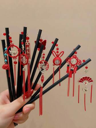 一件日韩波西米亚风锌合金中国风吊坠女士发夹，适合日常发饰；圣诞饰品，水钻。优雅水果造型，可爱甜美。发夹，发爪，发圈，发绳。