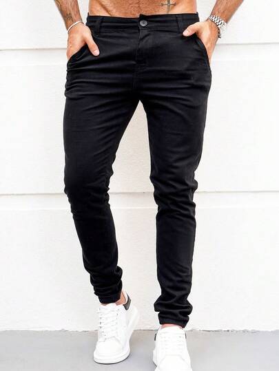 Calça SARJA Masculina Skinny com Lycra Slim Casual Tradicional FIT 4 Bolso