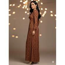 Elegante Vestido Largo de Escote en V con Detalle Frontal | Perfecto para Bodas, Galas, y Eventos Nocturnos - Granate - Ver 3