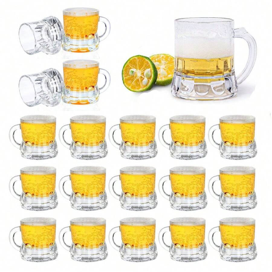 12 Pcs Shot Beer Mug Mini Beer Glasses Small Tasting Glasses Whiskey Juice Cups Birthday BBQ Beer Festival Bachelorette Party Supplies