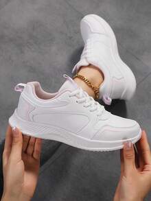 2025 New Women's Spring/Autumn White Lightweight Non-Slip Comfortable Leather Casual Sneakers, Women's Autumn/Winter Durable Shock-Absorbing Elastic Lightweight Indoor/Outdoor Exercise Fitness Running Shoes, Women's Four-Season Rebound Thick-Soled Comfortable Slip-On Work Shoes For Office, Kitchen, Mothers, Women's Spring/Summer - White - View 12