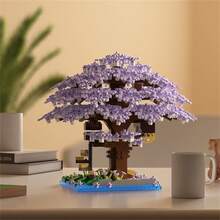 1 Set Bonsai Cherry Blossom And Peach Tree House Assembly Puzzle Blocks - Delicate Design, 14+ Years Old Teens Handmade DIY Micro Particle Building Model Toys, Made Of ABS, Desktop Decorative Model, Perfect For, Christmas Gifts, Home Decor And Creativity Games, Include 1 Multifunctional Block Pliers Disassembly Tool