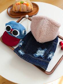 PETCIRCLE 2pcs Pet Clothes, Dog Cat Outfit, Small Dog Puppy Apparel, Cute & Stylish Outfit Set: Fleece Hoodie + White Fashion Glasses Hat - Multicolor - View 4