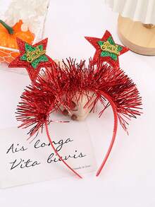 1 pieza Diadema navideña con lentejuelas en forma de pentágono, accesorio para el cabello de fiesta de Año Nuevo que crea ambiente, cinta para el cabello