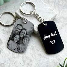 Personalized Engraved Stainless Steel Photo Keychain - Customized Family/Couple Photo Keepsake, Customizable Christmas Gift (For Him) - Multicolor - View 5