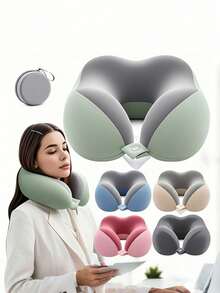 U-Shaped Memory Foam Neck Pillow, With/Without Storage Box, Multiple Styles Available, Portable Travel Nap Pillow, Slow Rebound Neck Pillow, Office Nap Essential, Airplane Travel Neck Pillow, Removable And Washable, Comes With Storage Bag, Travel Essential, Travel Accessories, Vacation, Summer Holiday, Back To School Season