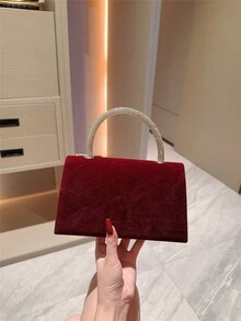 女士优雅水钻流苏设计晚装手拿包，闪亮钻石手提包，奢华派对钱包，适合正式礼服、婚礼、舞会、浪漫新娘，流苏图案随机发送 - 酒紅色 - 查看 9