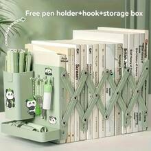 A Complete Set Of Sturdy Multi-Purpose Retractable Bookends With Pen Holder Hooks And Storage Boxes, A Set Of 6 Foldable Space-Saving Desktop Bookshelves, Durable Metal Book Storage Racks With Thick Dividers, Suitable For School, Office, Home Desktop Organization, An Ideal Student Gift, Thanksgiving Gift, Halloween Gift, Christmas Gift. - 綠色 - 查看 2