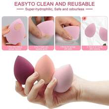 粉色4件套美妆蛋套装，专业美妆蛋，粉底晕染海绵，化妆工具，带礼盒，价格实惠，情人节礼物，旅行必备，房间装饰，情人节礼物，便宜好物，房间用品，1美元商品，度假必备，女士礼物，卧室用品，情人节，99美分 - 紫色 - 查看 6