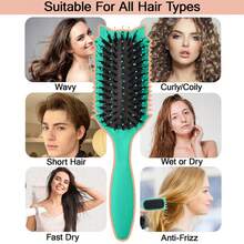 2PCS Professional Curl Defining Brush For Coils, Waves & Curly Hair - Reduce Frizz & Breakage, Add Volume & Shine | Ergonomic All Hair Types Brush - màu xanh lá - Xem 8