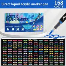 1 Set Of 72/60/48/36/24/12 Colors Acrylic Marker Pens, Liquid Ink Art Markers For Artists, Soft Tip Painting Brush, Waterproof & Fade Resistant, Graffiti Pens, High-Quality Pigment, Blendable