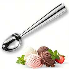 1pc 304 Stainless Steel Ice Cream Scoop (7 Inch), Upright Design, Anti-Freeze Non-Stick Large Cookie Dough Spoon, Professional Metal Ice Cream Disher Suitable For Ice Cream, Cookie Dough, Grains And Fruits