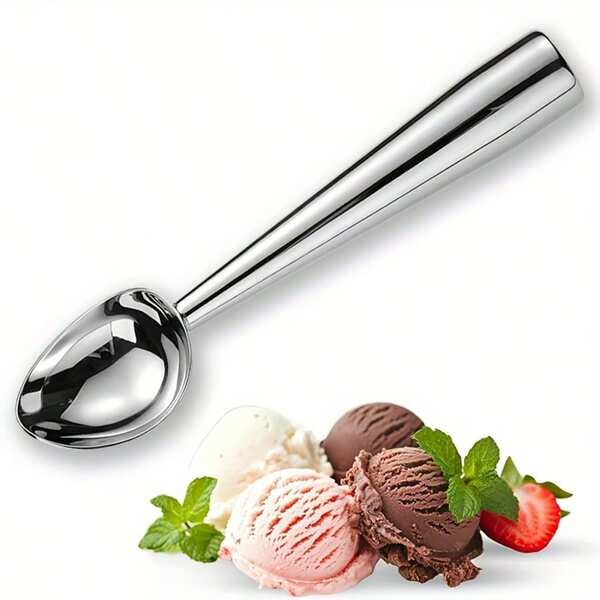 1pc 304 Stainless Steel Ice Cream Scoop (7 Inch), Upright Design, Anti-Freeze Non-Stick Large Cookie Dough Spoon, Professional Metal Ice Cream Disher Suitable For Ice Cream, Cookie Dough, Grains And Fruits