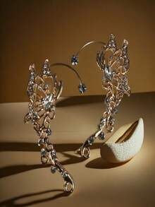 2 件防过敏闪亮蝴蝶耳钉 - 仙女翅膀设计，十二月诞生石，合成宝石，无需穿孔，适合派对和特殊场合，特殊活动珠宝