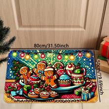 1pc Gingerbread Man & Lighting Doormat, Soft Christmas Bath Mat, Absorbent Christmas Kitchen Floor Mat, Holiday Decor, Non-Slip Holiday Floor Rug For Patio, Bedroom, Kitchen, Living Room, Entryway, Bathroom, Christmas Decoration