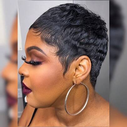 4inch 150% Density 27/99J/Natural Black Color Short Straight Layered Remy Hair Wig Daily Party Use Wig Pixie Cut Machine Made Human Hair Wig