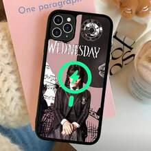 Custodia per telefono di Wednesday Addams da film e TV, compatibile con 16, 14, 13, 12, 11, 15 Pro Max Plus, con copertura magnetica, compatibile con ricarica senza fili MagSafe, compatibile con 17, 17 Pro, 17 Pro Max
