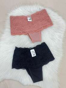 Kit 2 Calcinha Íris Tala Alta Algodão e Renda Forrada Comprime a Barriga Modeladora - VARIADAS - Visão 3