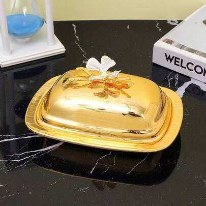 1 Set Piatto per il burro in stile europeo dorato, Piatto per frutta di alta gamma per soggiorno, Piatto per spuntino di frutta secca, Piatto per il burro, Regalo da matrimonio