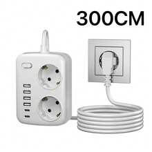 Protector de sobretensión multipuerto 8 en 1 con 2 tomas de CA, 4 puertos USB-A, 2 puertos USB-C, interruptor de encendido/apagado y un voltaje de funcionamiento de 100-250V para el hogar, la oficina y la estación de carga para viajes