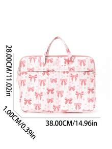 1个时尚粉色丝带图案14英寸笔记本电脑保护套，便携式笔记本电脑包，带顶部提手，绗缝柔软保护套，适合工作、学习、通勤，也是送给女孩的绝佳礼物。笔记本电脑保护套，笔记本电脑包，笔记本电脑保护套，防水旅行必备，男女通用笔记本电脑包，笔记本电脑保护套，笔记本电脑包，笔记本电脑保护套，旅行必备。 - 彩色 - 查看 3