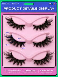 GROINNEYA Pestañas de ojo de gato, 5 pares de pestañas de zorro, pestañas postizas de visón falso esponjosas, pestañas postizas de aspecto natural, extensión de pestañas de maquillaje (3DMAO-30)