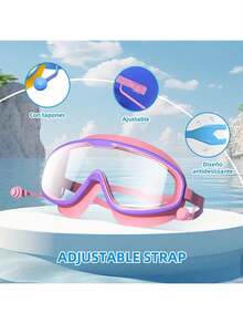 Gafas de Natación Juveniles, Antivaho 400, Lentes Grandes Ajustables para Niños y Adolescentes, Silicona Suave Impermeable, Para uso en interiores y exteriores - Azul - Ver 10