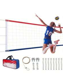 DOTISA Red de Voleibol Profesional: Red de Voleibol Portatil Resistente de 32 x 3 pies con Bolsa de Transporte,para ParaInterior,Exterior,Partido,Playa,Alberca ﻿ - 1 - Ver 4