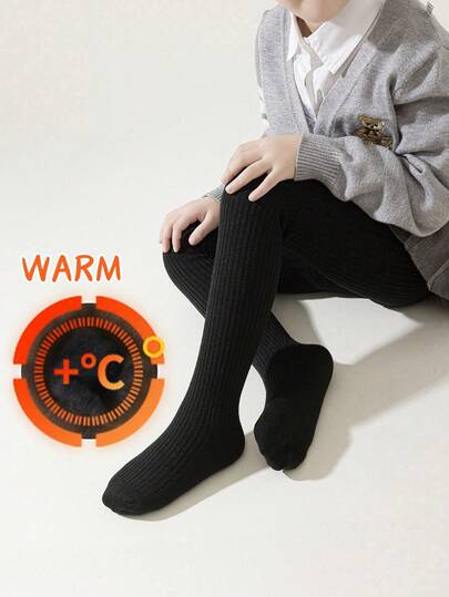 1 peça de meia-calça térmica forrada para meninas/crianças pequenas, cor sólida, legging clássica, simples e quente, meia-calça fina de veludo opaco, macia e confortável, adequada para uso diário no outono/inverno, férias e escola.