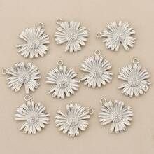 3pcs/10pcs Set Fashionable DIY Semi-Finished Jewelry Accessories, Exquisite Sunflower Pendant, 18K Gold Plated Copper, Versatile Minimalist Design, Suitable For Any Jewelry - Sunflower Pendant - View 10